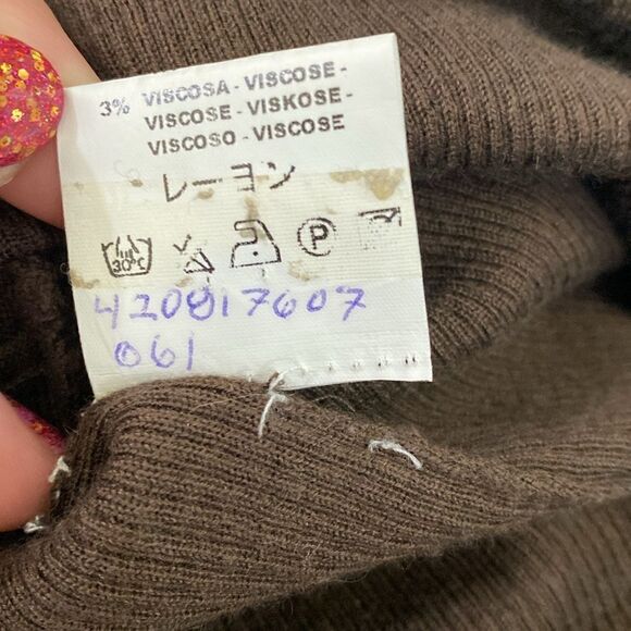 Designer M Missoni cashmere silk deep v brown soft sweater ruched tie sleeve - Picture 9 of 13